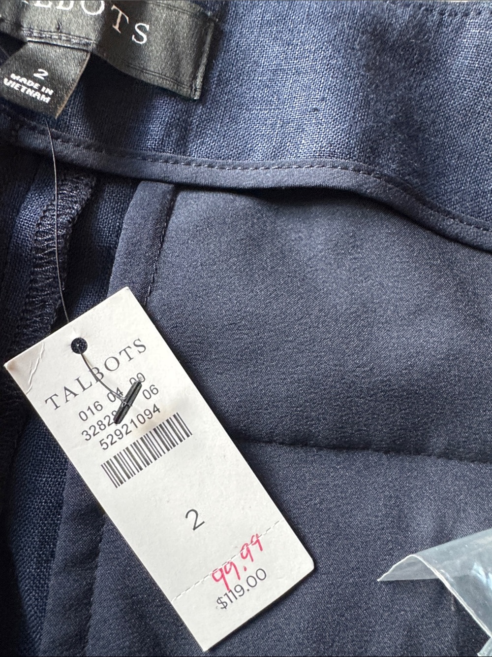 Talbots linen Navy Wide-Leg Pants with side button NWT - Picture 5 of 11